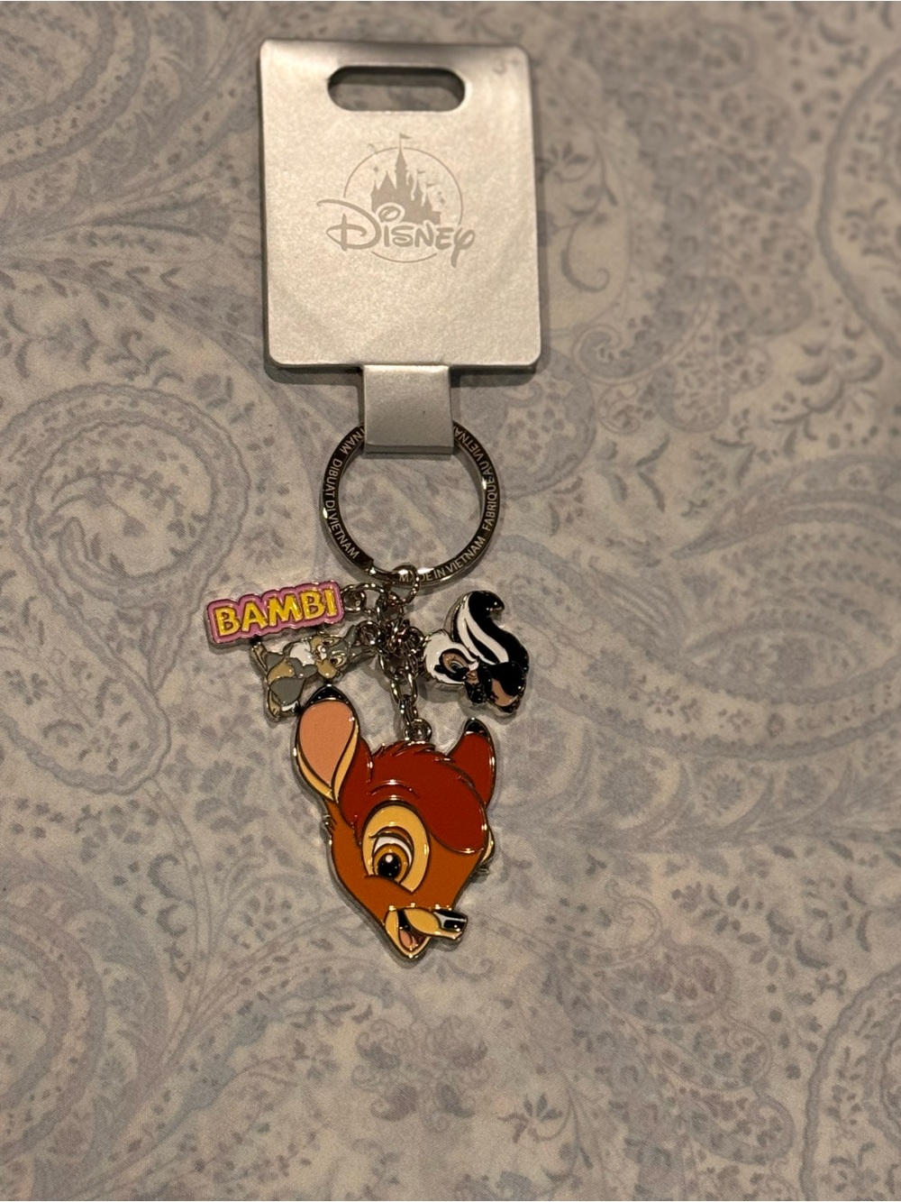 Disney Bambi Keychain Charm Key Ring w/ Bambi, Thumper & Flower Charms